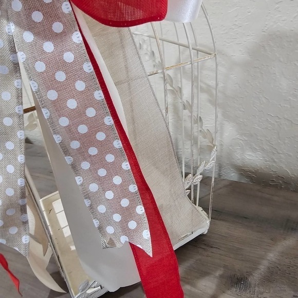 Christmas Bow, Handmade Holiday Bow, Tree Topper, Wreath Accent, Polka Dot Bow - Picture 6 of 9